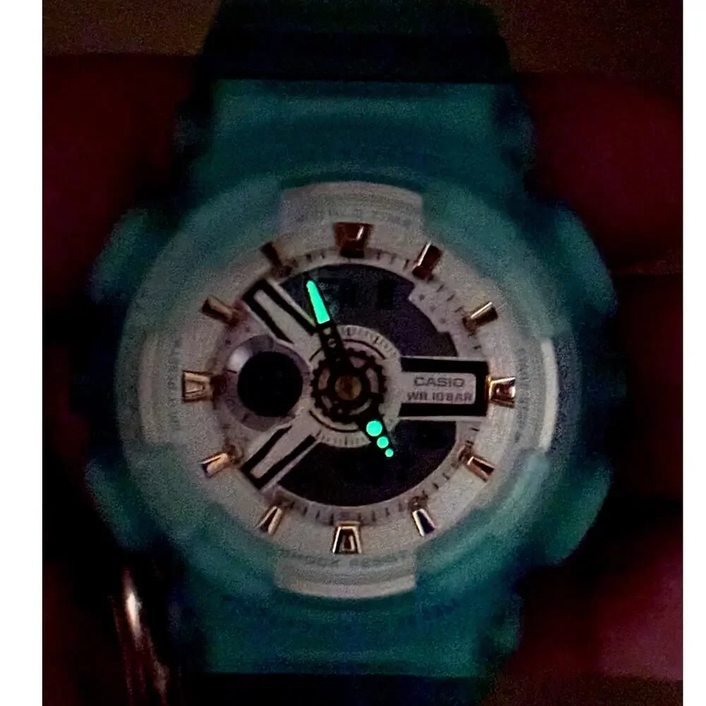 Casio Baby-G BA-110SC-2A Sea Glass Clear Teal Analog Digital Women's Watch